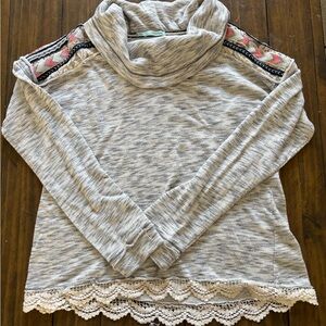 Maurices Heather Gray Sweater with Lace Detail